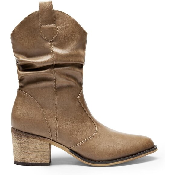 Dream Pairs Ankle Boot Women Mocha Faux Suede Pull On Tabs ound-toe design - Picture 2 of 8